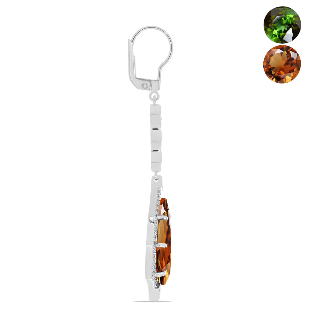 Silberohrringe mit zertifiziertem laborgezüchteten Zultanit aus Anatolien und weißem Topas