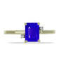 Goldplattierter Silberring mit blauem Achat und weißem Topas