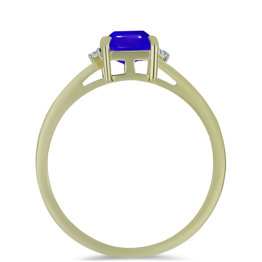 Goldplattierter Silberring mit blauem Achat und weißem Topas
