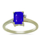 Goldplattierter Silberring mit blauem Achat und weißem Topas