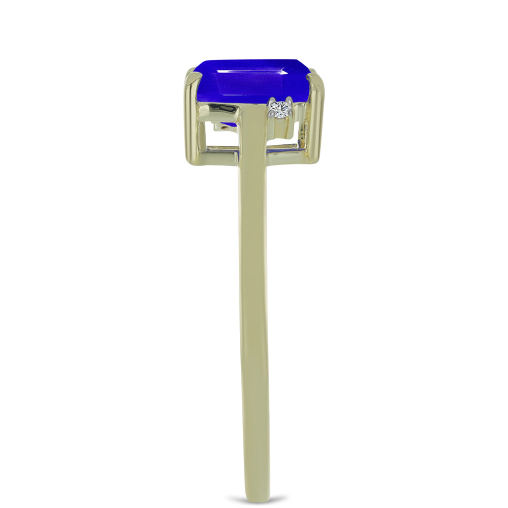Goldplattierter Silberring mit blauem Achat und weißem Topas 4 