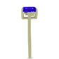 Goldplattierter Silberring mit blauem Achat und weißem Topas