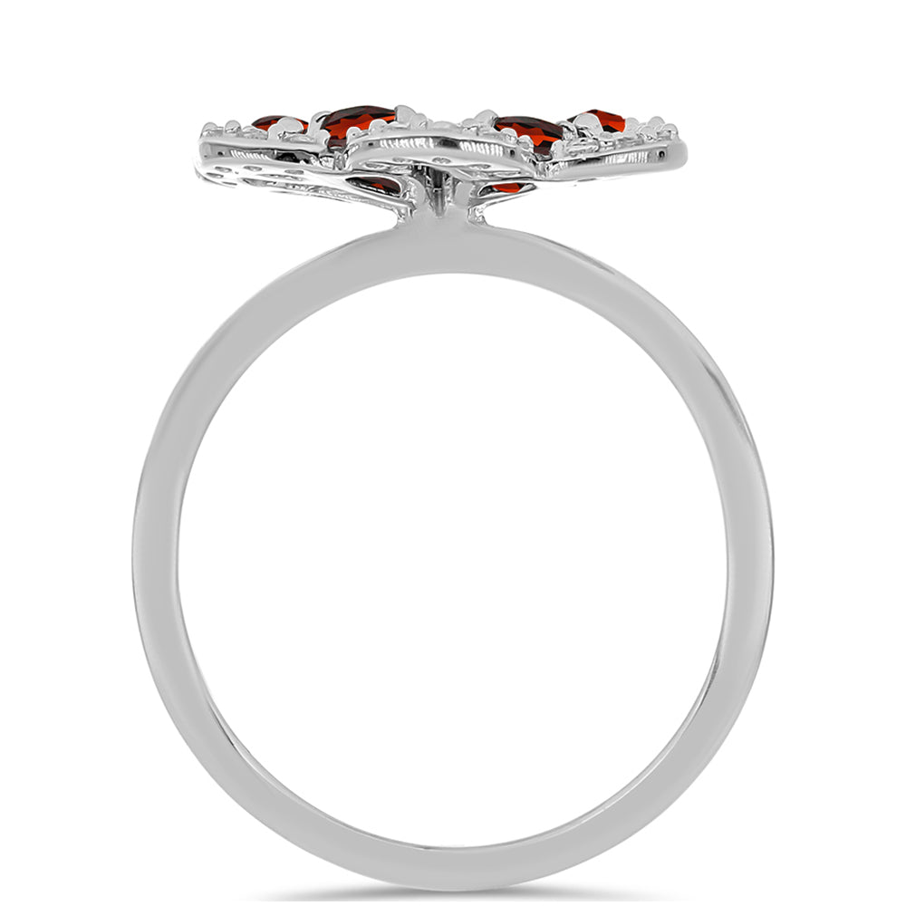 Silberring mit Barton Granat und weißem Topas