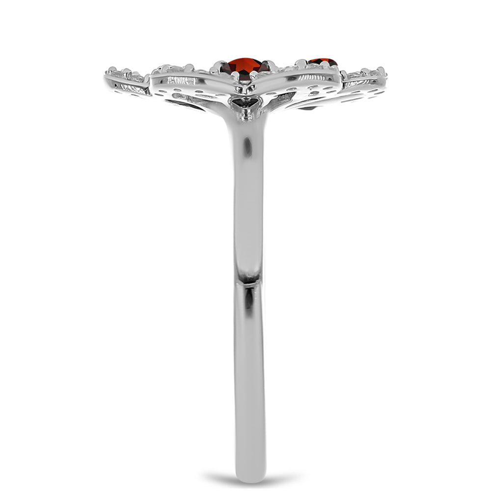 Silberring mit Barton Granat und weißem Topas