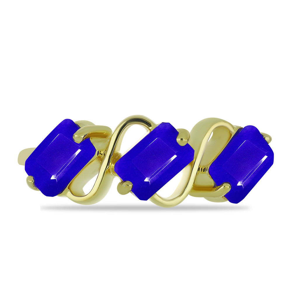 Goldplattierter Silberring mit blauem Achat 1 