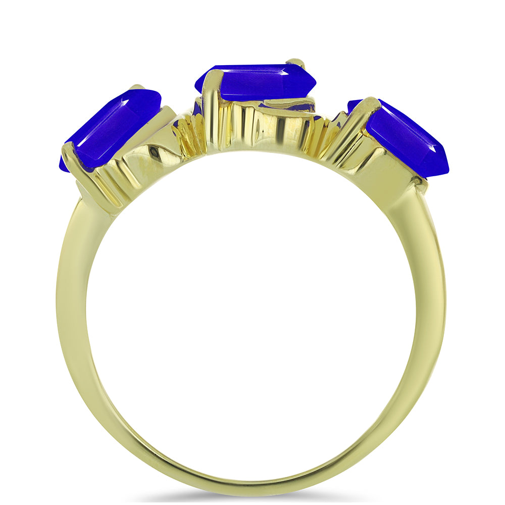 Goldplattierter Silberring mit blauem Achat 2 
