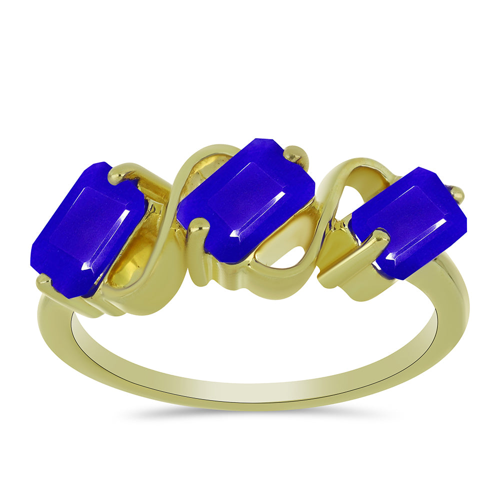 Goldplattierter Silberring mit blauem Achat 3 