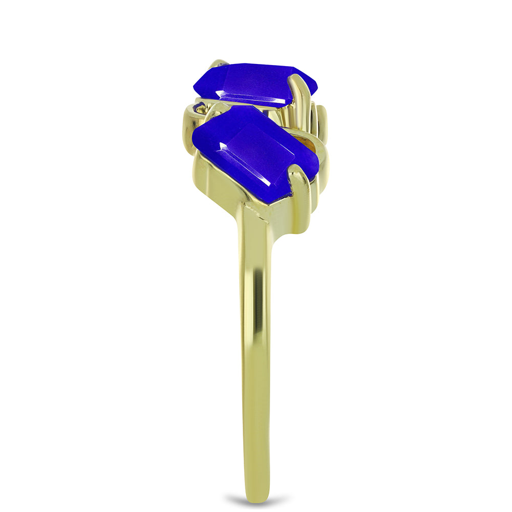 Goldplattierter Silberring mit blauem Achat 4 