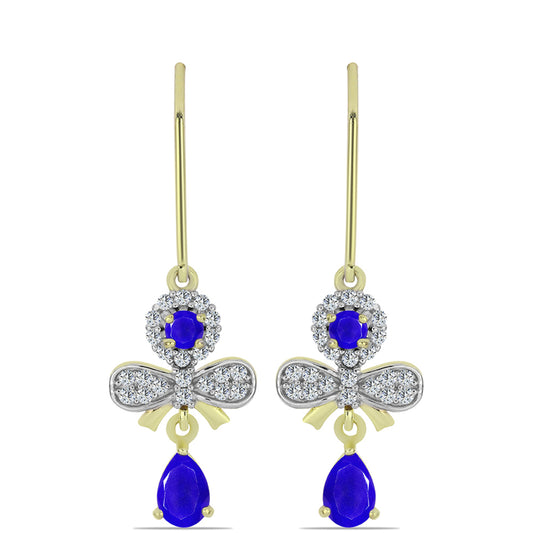 Goldplattierte Silberohrringe mit blauem Achat und weißem Topas