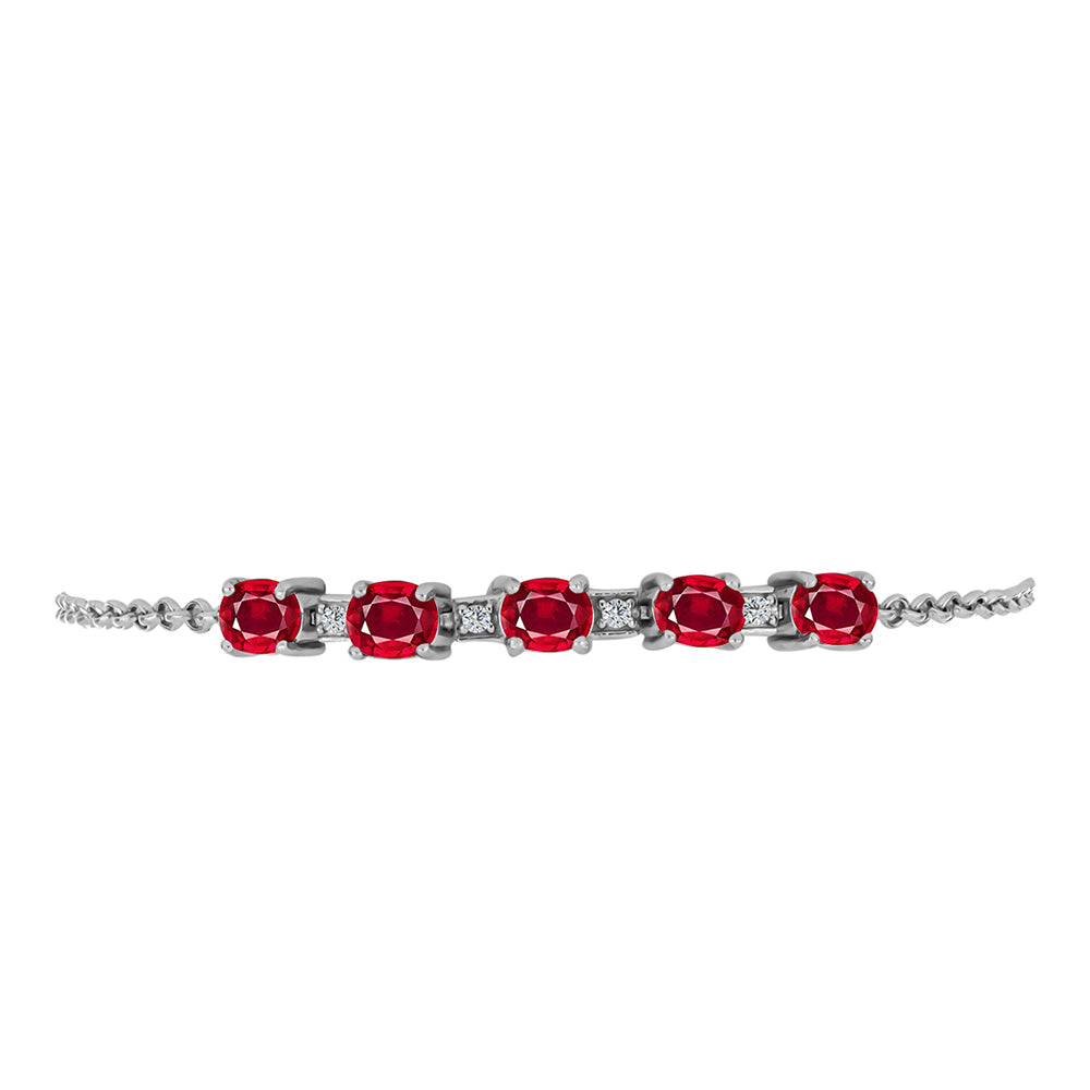 Silberarmband mit Rubin aus Madagaskar und weißem Topas 2 