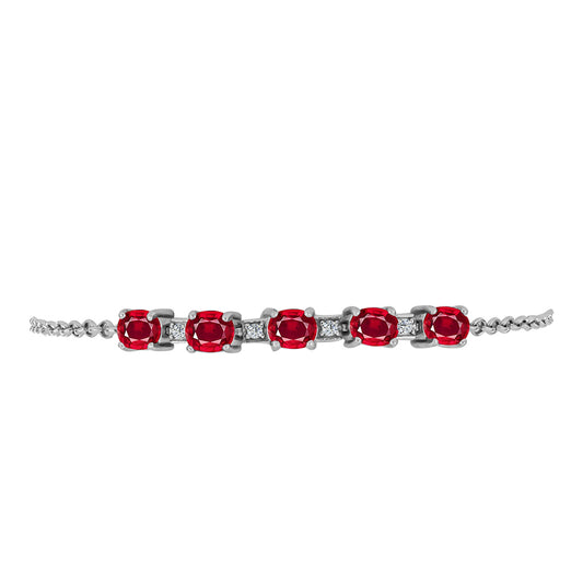 Silberarmband mit Rubin aus Madagaskar und weißem Topas