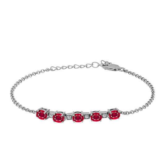 Silberarmband mit Rubin aus Madagaskar und weißem Topas