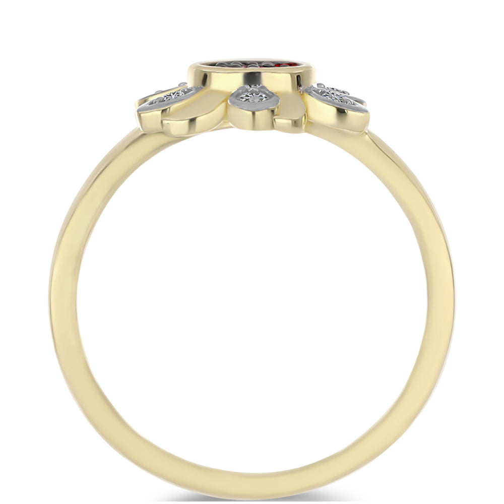 Goldplattierter Silberring mit rotem Diamant und weißem Diamant 2 