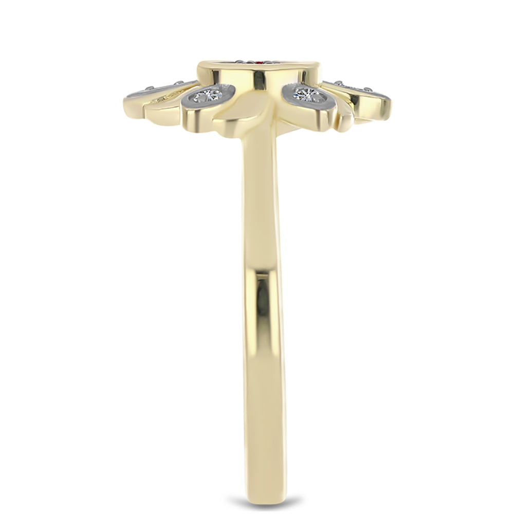 Goldplattierter Silberring mit rotem Diamant und weißem Diamant 4 