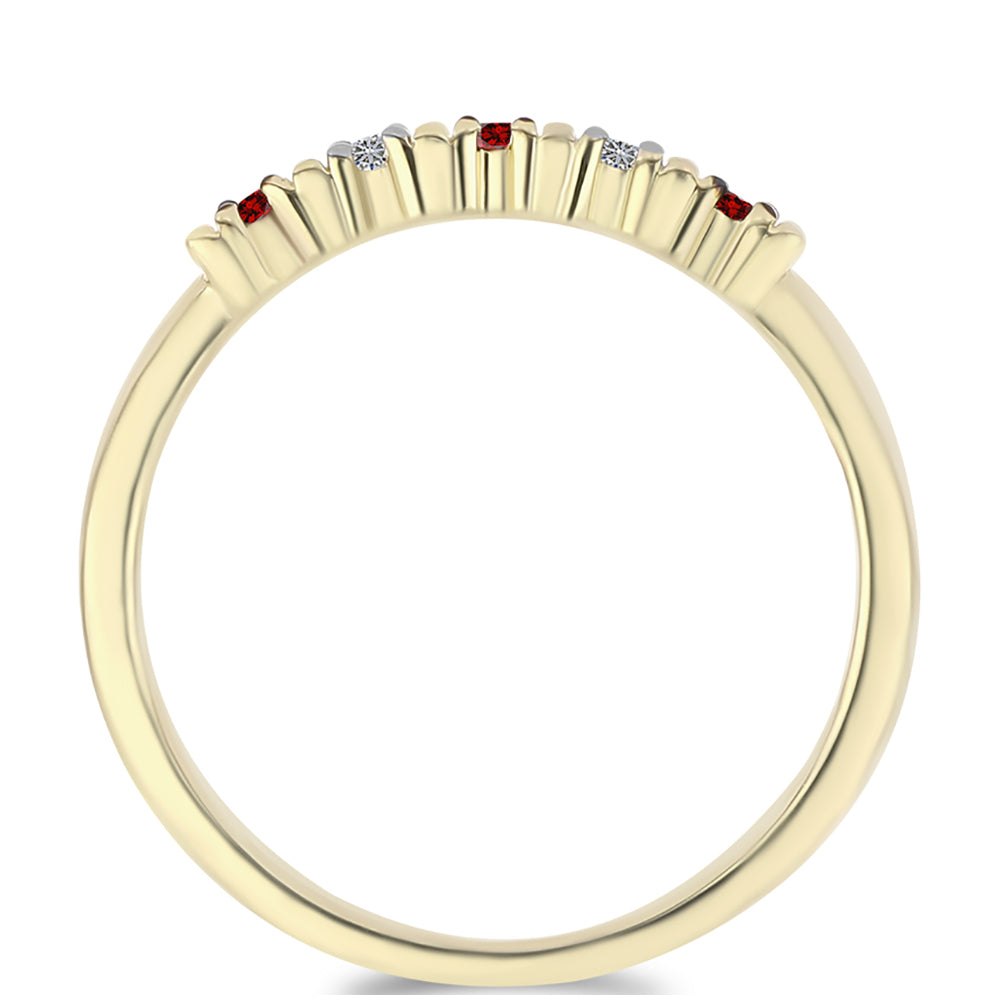 Goldplattierter Silberring mit rotem Diamant und weißem Diamant 3 