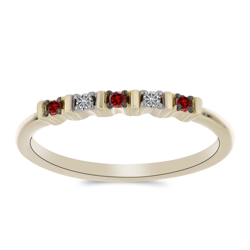 Goldplattierter Silberring mit rotem Diamant und weißem Diamant 1 