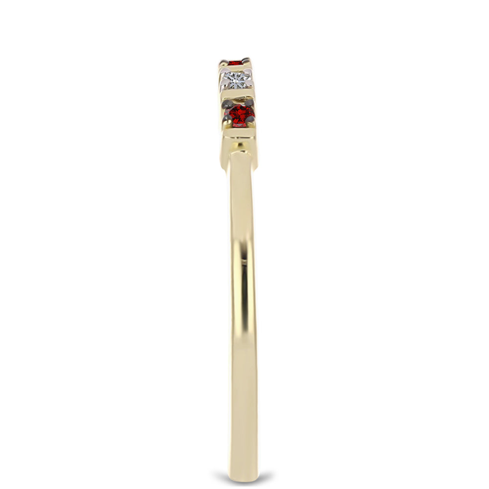 Goldplattierter Silberring mit rotem Diamant und weißem Diamant 4 