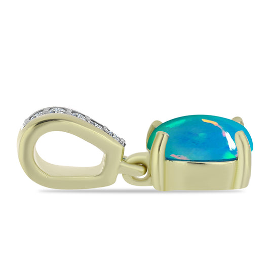 Goldplattierter Silberanhänger mit äthiopischem Paraiba-Blauopal und weißem Topas