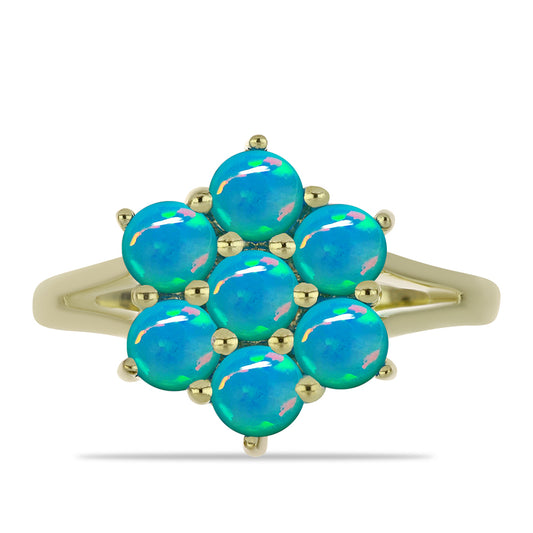 Goldplattierter Silberring mit äthiopischem Paraiba-Blauopal