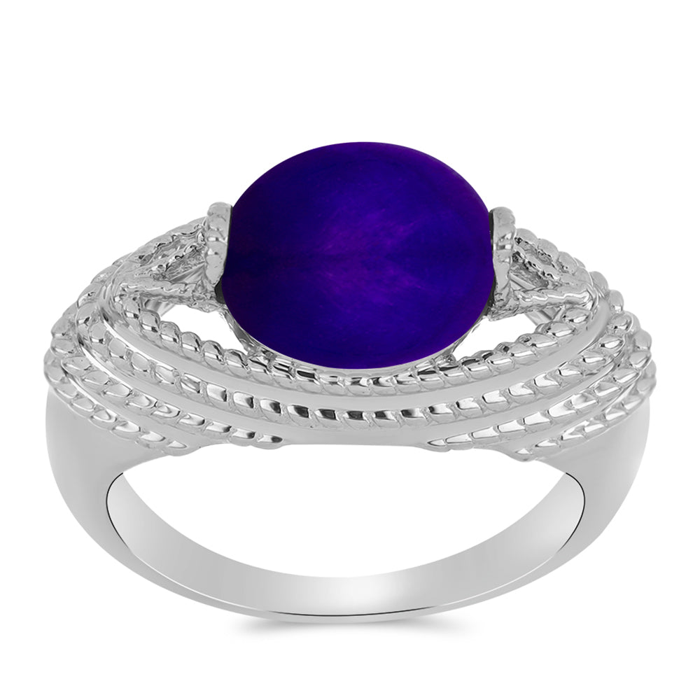 Silberring mit lila Jade 3 
