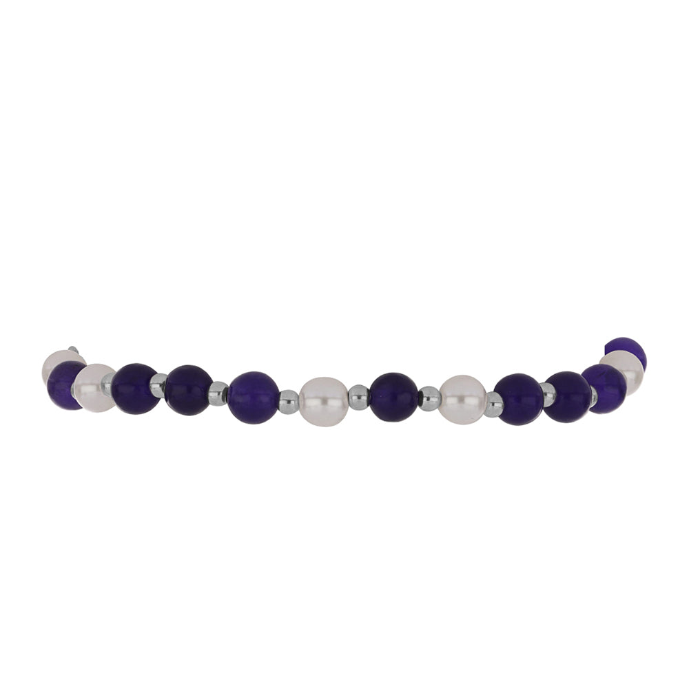 Silberarmband mit lila Jade und weißer Süßwasserperle 2 