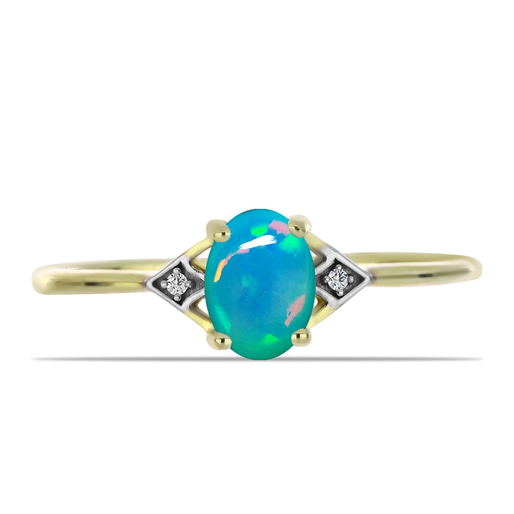 Goldplattierter Silberring mit äthiopischem Paraiba-Blauopal und weißem Topas 1 