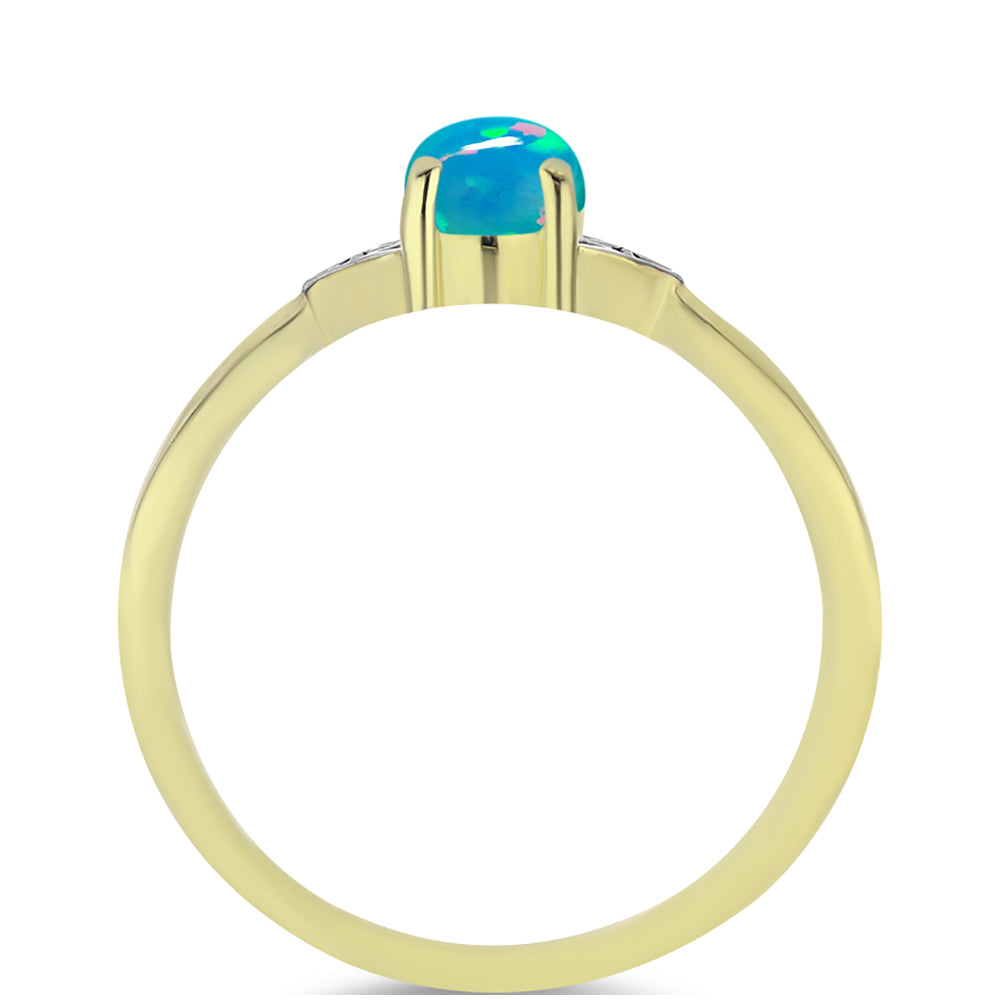 Goldplattierter Silberring mit äthiopischem Paraiba-Blauopal und weißem Topas