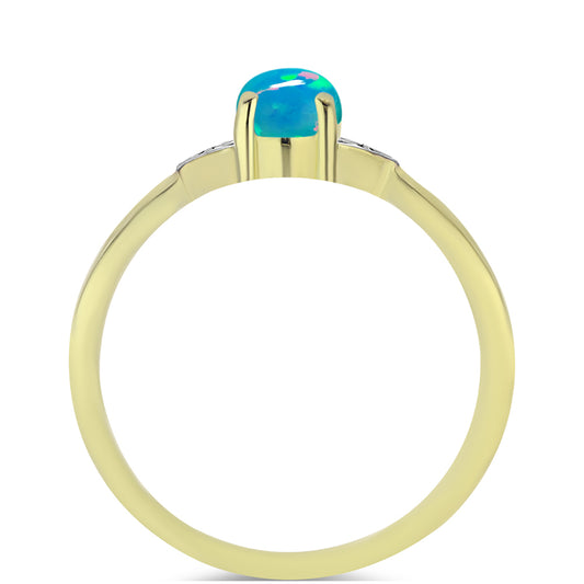 Goldplattierter Silberring mit äthiopischem Paraiba-Blauopal und weißem Topas