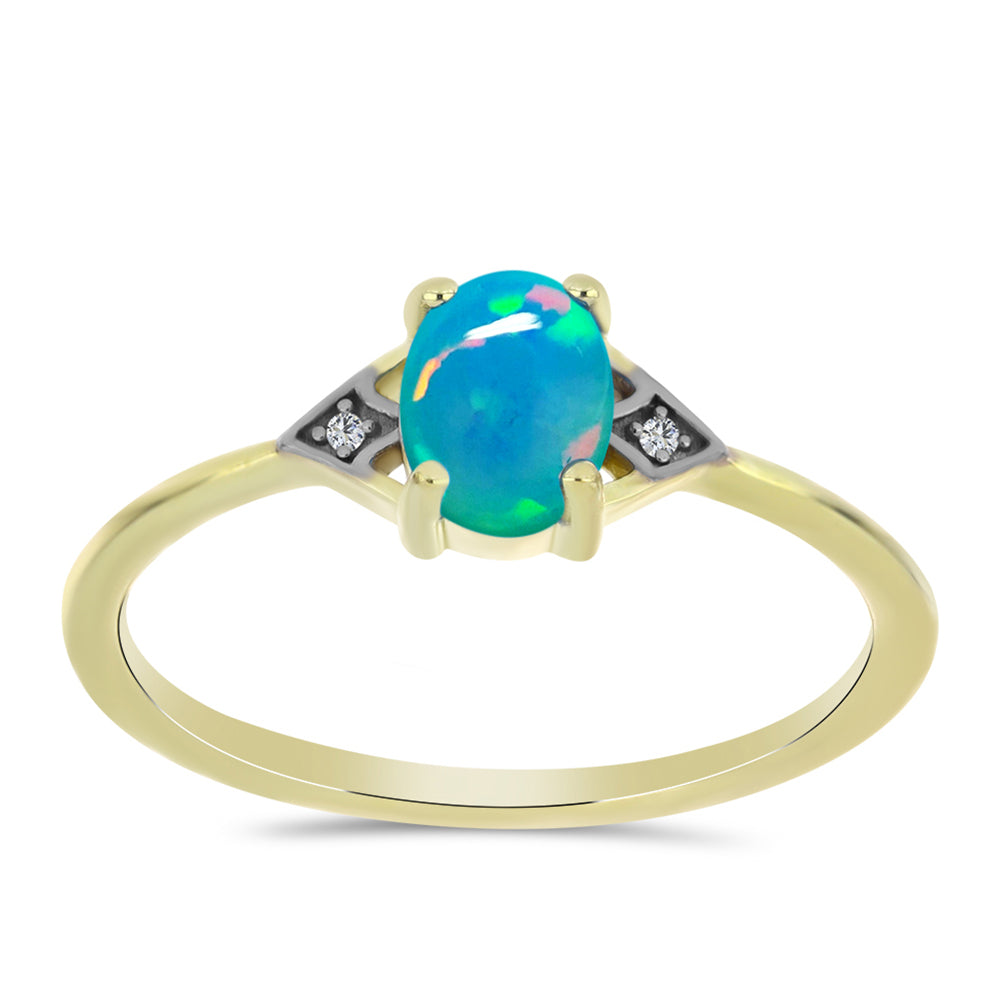 Goldplattierter Silberring mit äthiopischem Paraiba-Blauopal und weißem Topas 3 