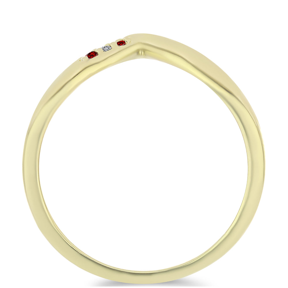 Goldplattierter Silberring mit rotem Diamant und weißem Diamant 2 