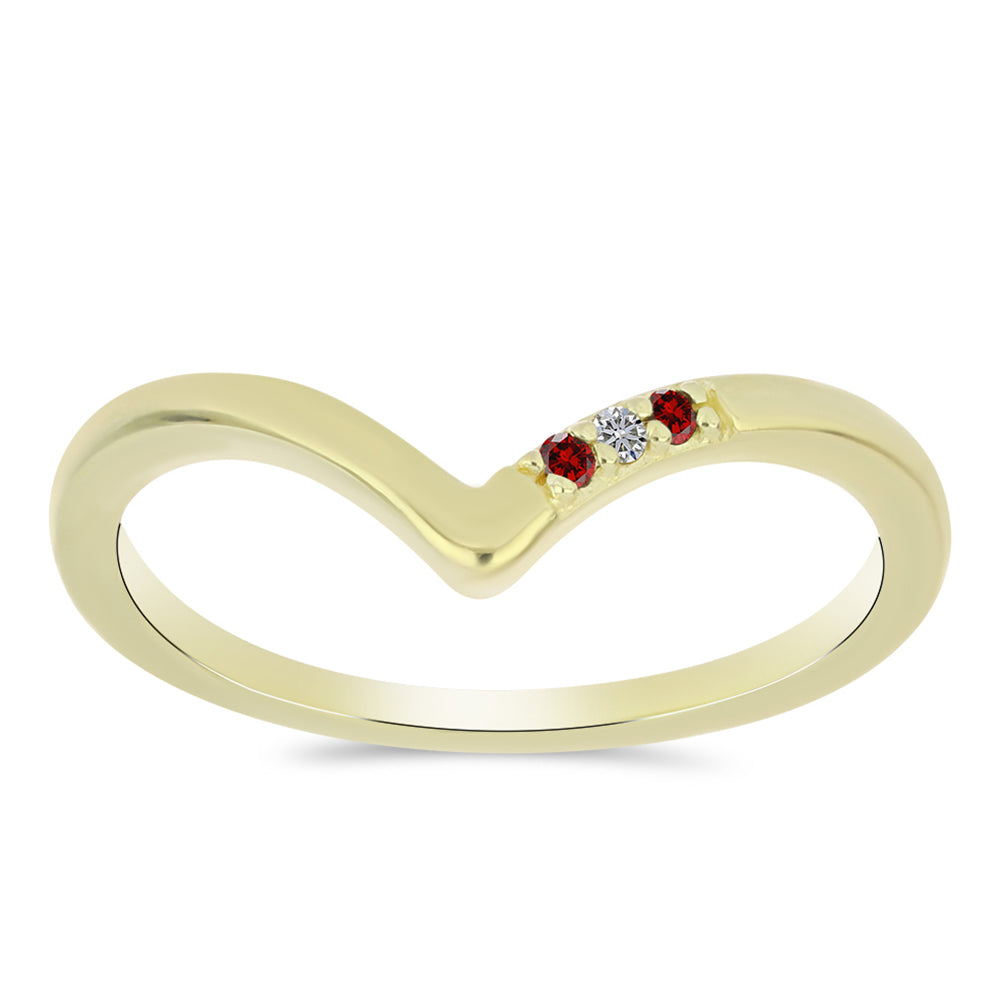 Goldplattierter Silberring mit rotem Diamant und weißem Diamant 3 