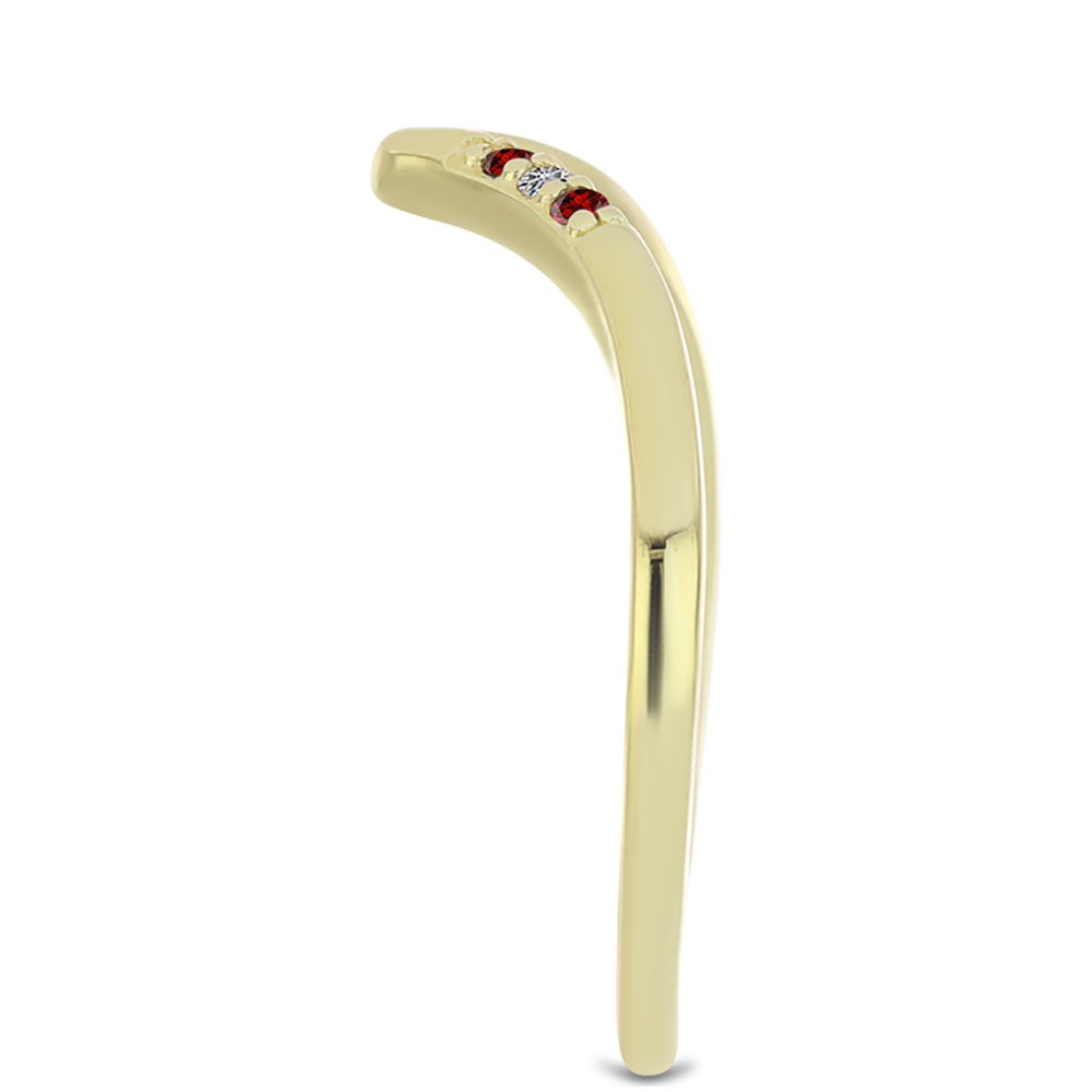 Goldplattierter Silberring mit rotem Diamant und weißem Diamant 4 