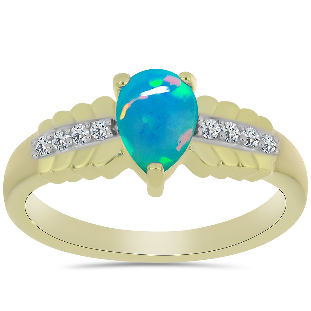 Goldplattierter Silberring mit äthiopischem Paraiba-Blauopal und weißem Topas 3 
