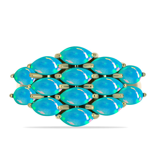 Goldplattierter Silberring mit äthiopischem Paraiba-Blauopal