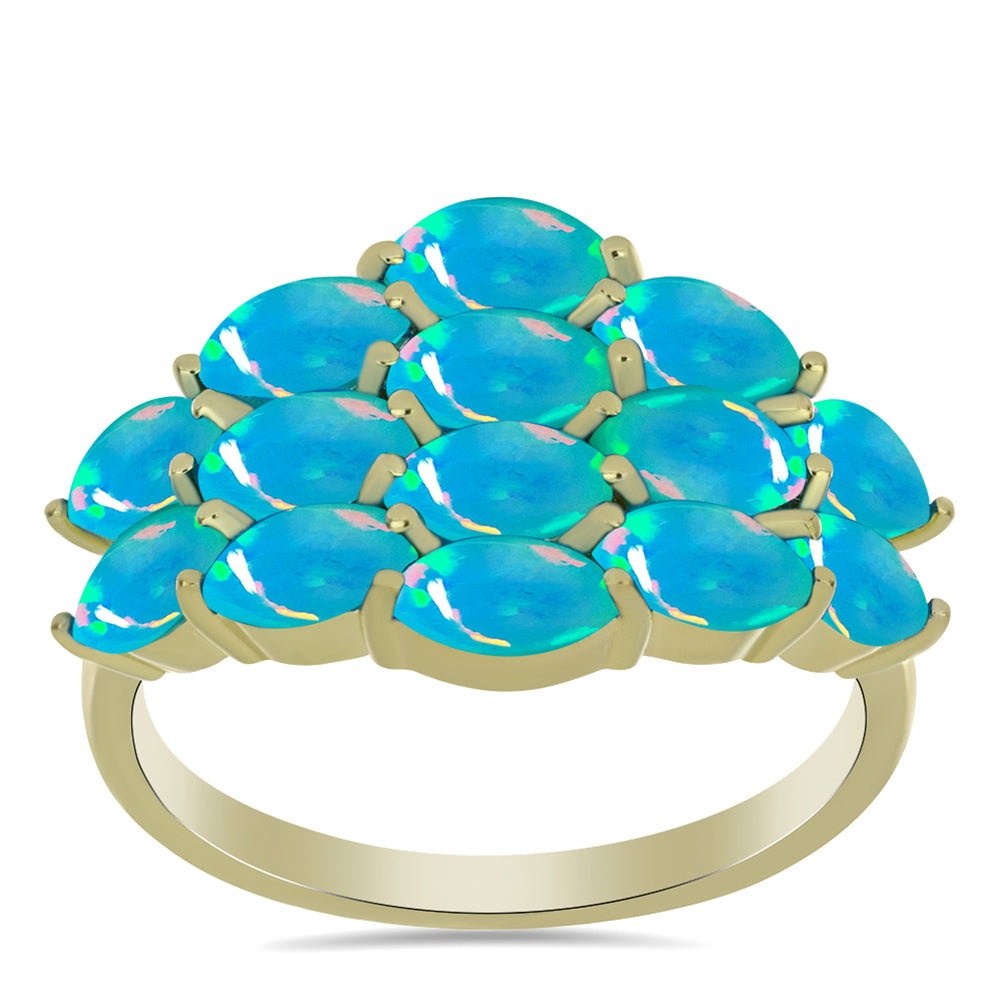 Goldplattierter Silberring mit äthiopischem Paraiba-Blauopal 3 