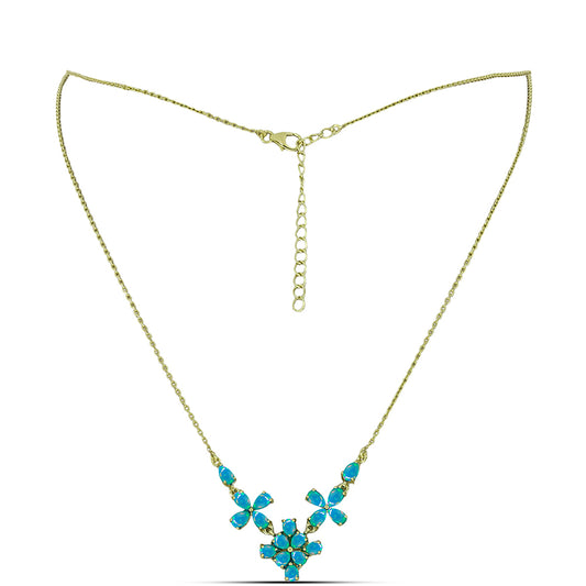Goldplattierte Silberhalskette mit äthiopischem Paraiba-Blauopal