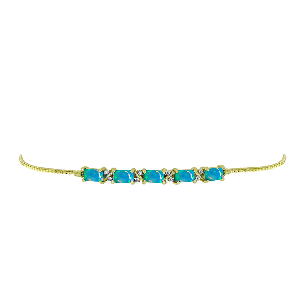Goldplattiertes Silberarmband mit äthiopischem Paraiba-Blauopal und weißem Topas 2 