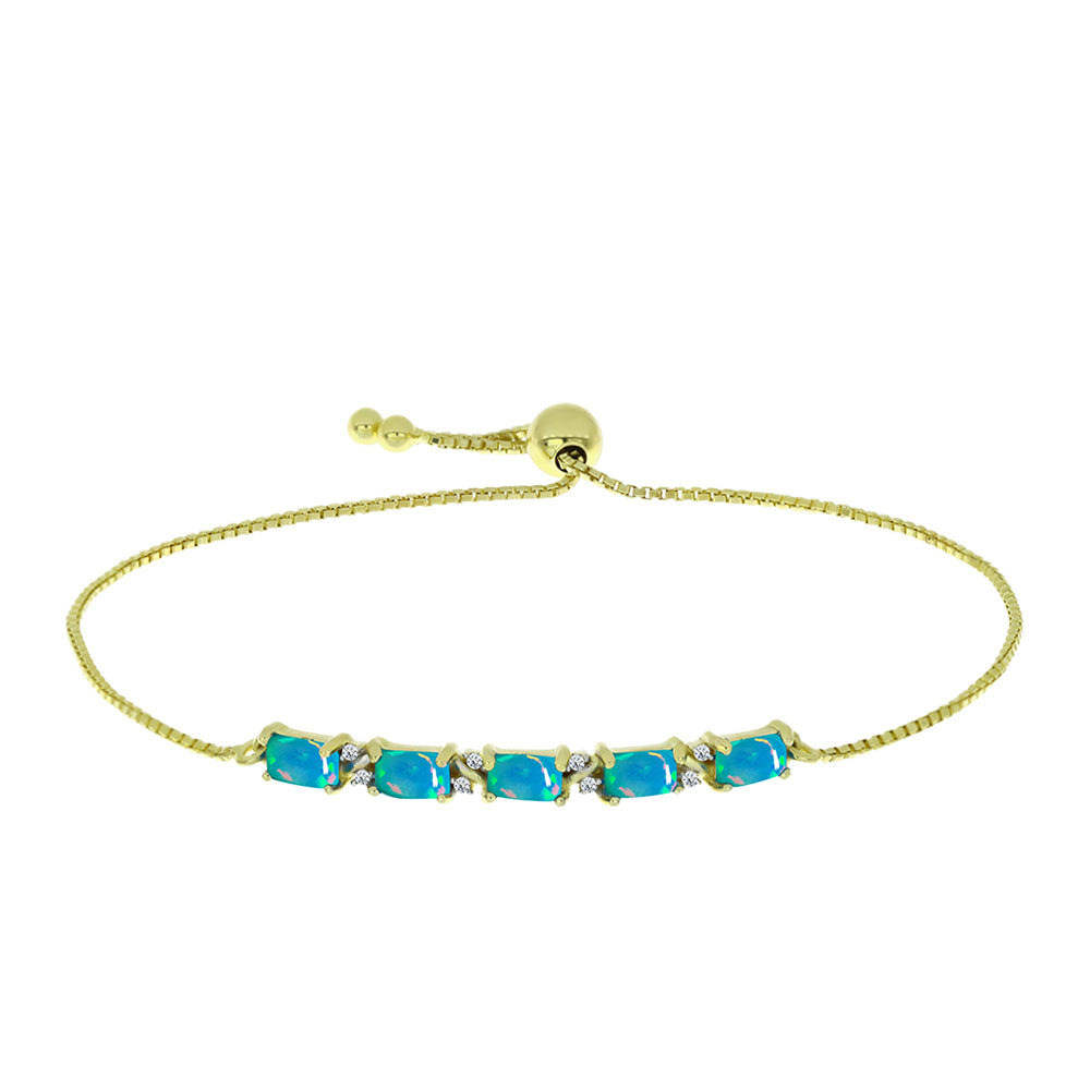 Goldplattiertes Silberarmband mit äthiopischem Paraiba-Blauopal und weißem Topas 1 