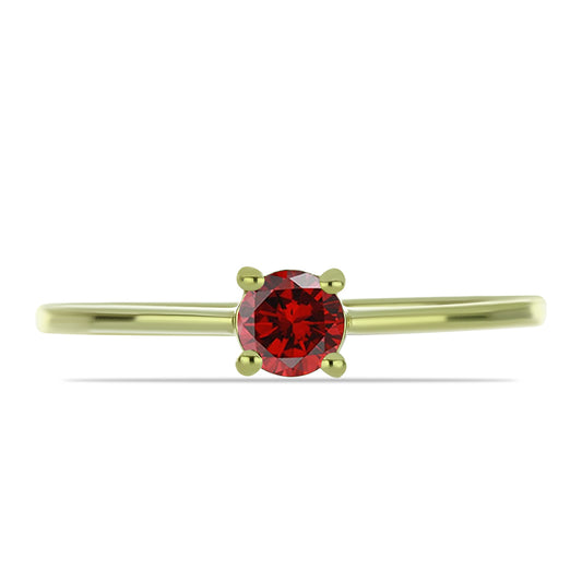 Goldplattierter Silberring mit rotem Diamant