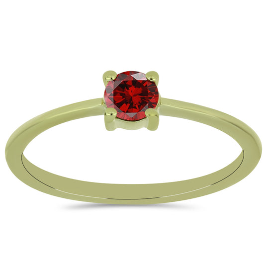 Goldplattierter Silberring mit rotem Diamant