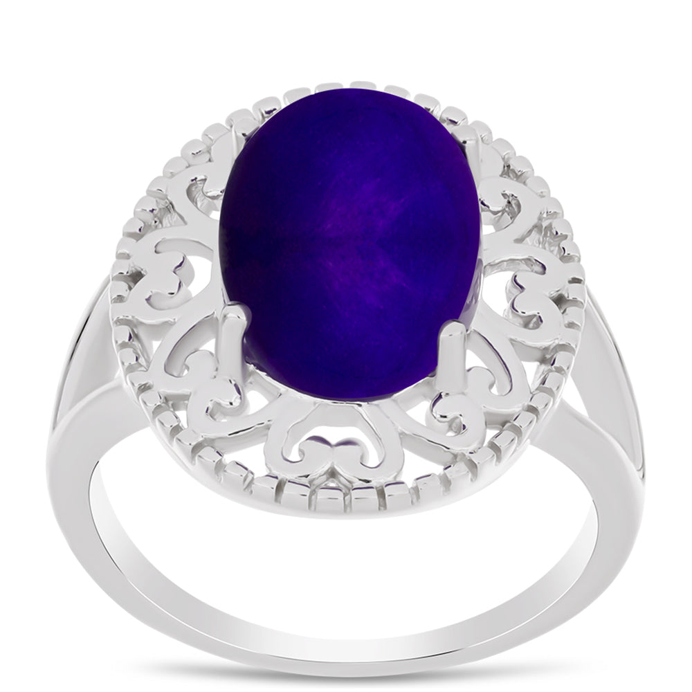 Silberring mit lila Jade 3 