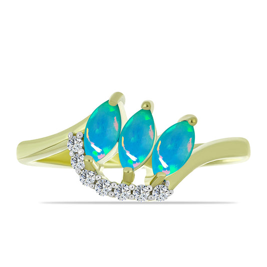 Goldplattierter Silberring mit äthiopischem Paraiba-Blauopal und weißem Topas