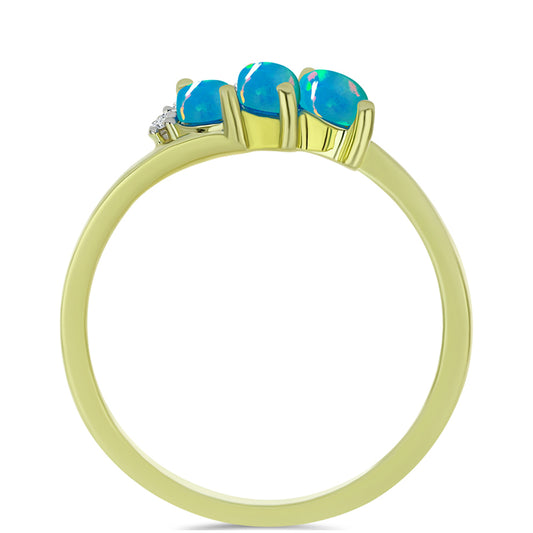 Goldplattierter Silberring mit äthiopischem Paraiba-Blauopal und weißem Topas