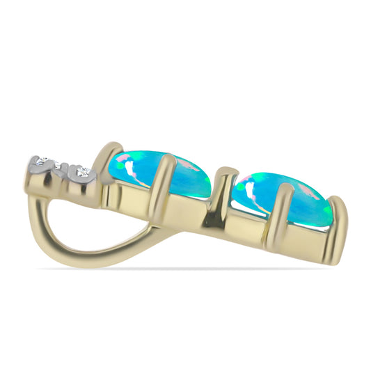 Goldplattierter Silberanhänger mit äthiopischem Paraiba-Blauopal und weißem Topas