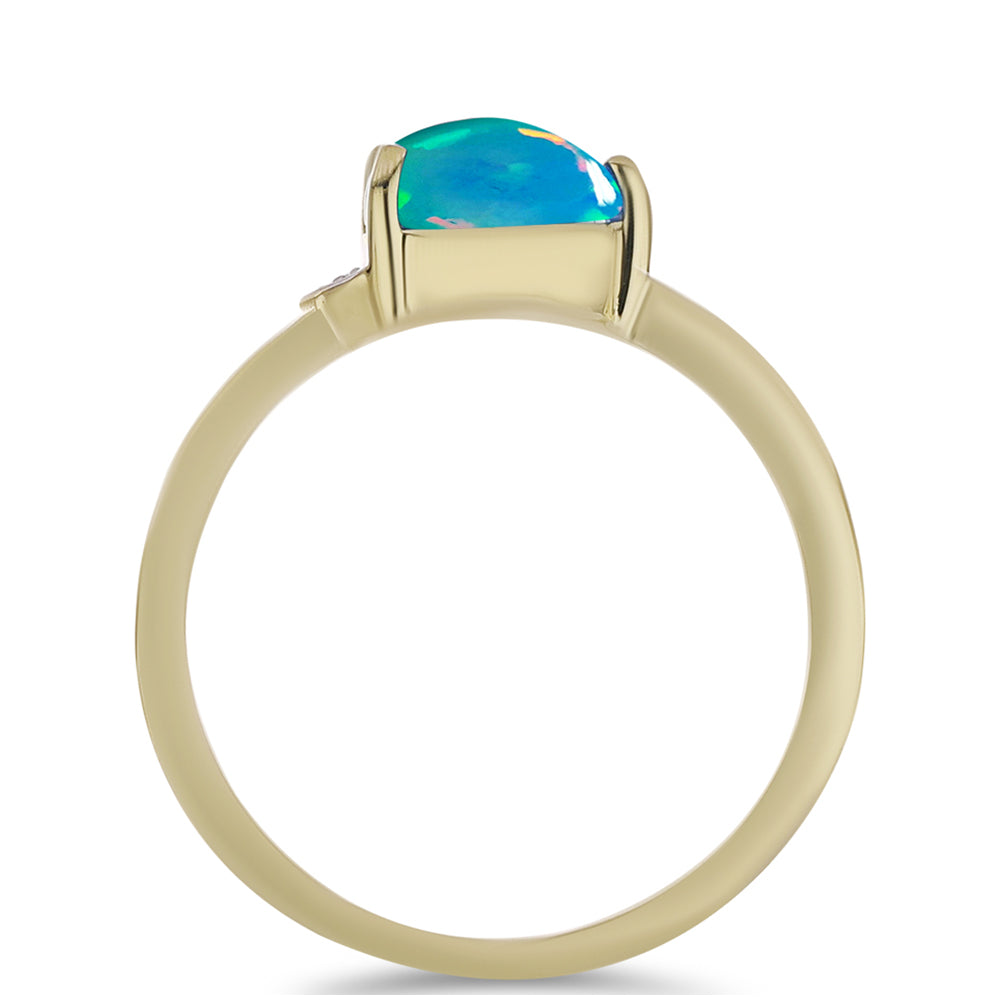 Goldplattierter Silberring mit äthiopischem Paraiba-Blauopal und weißem Topas
