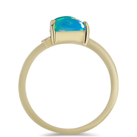 Goldplattierter Silberring mit äthiopischem Paraiba-Blauopal und weißem Topas