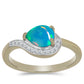 Goldplattierter Silberring mit äthiopischem Paraiba-Blauopal und weißem Topas