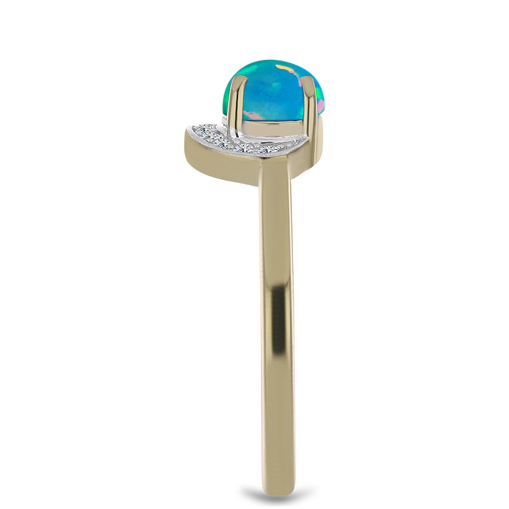 Goldplattierter Silberring mit äthiopischem Paraiba-Blauopal und weißem Topas