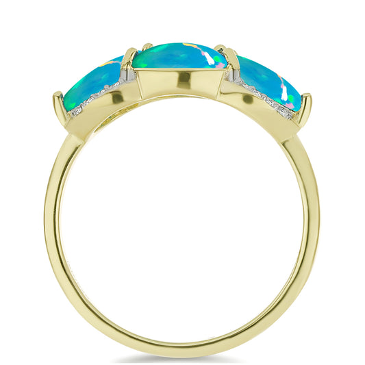 Goldplattierter Silberring mit äthiopischem Paraiba-Blauopal und weißem Topas