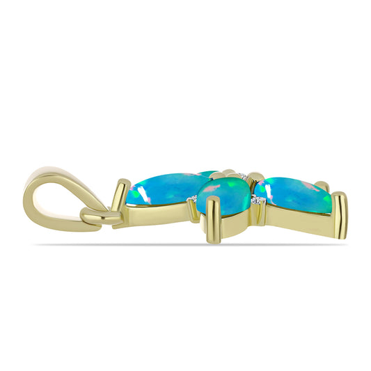 Goldplattierter Silberanhänger mit äthiopischem Paraiba-Blauopal und weißem Topas